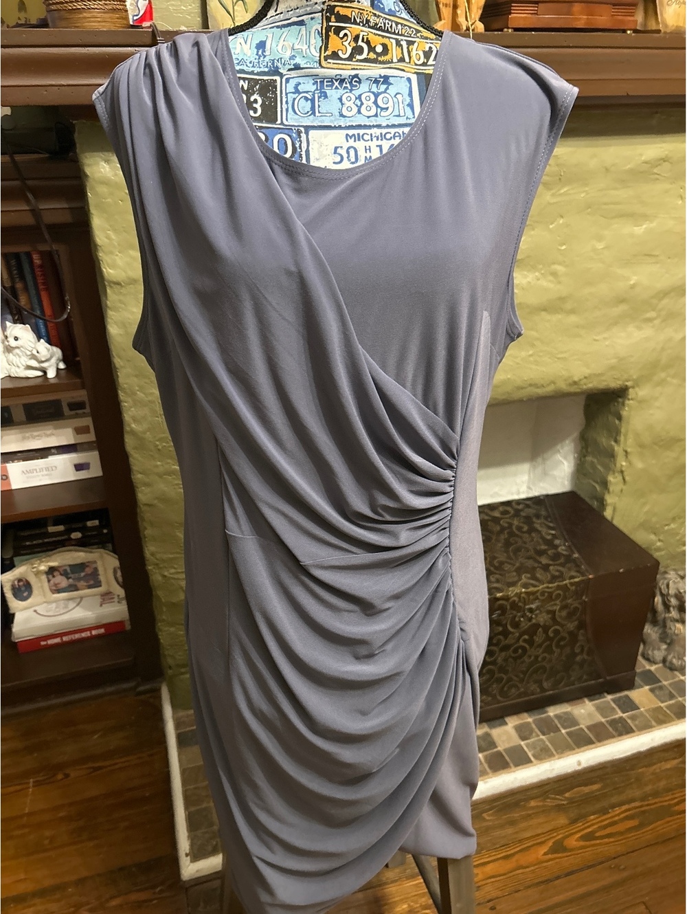 Elegant Sleeveless Ruched Gray Dress
